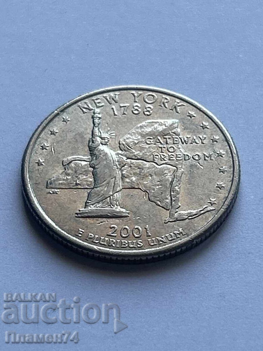1/4 Dollar 2001 USA New York D with price 2.00 BGN | € 1.02