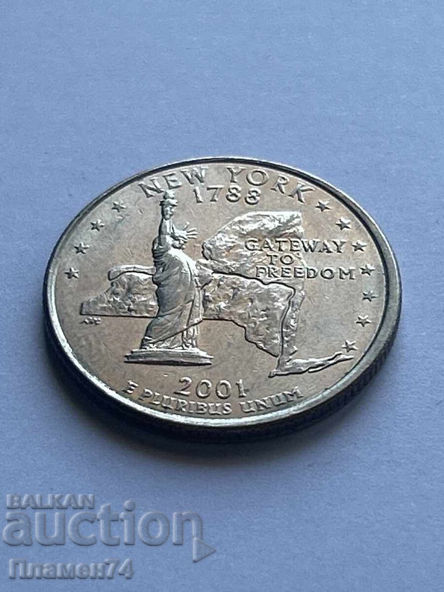 1/4 Dollar 2001 USA New York D with price 2.00 BGN | € 1.02