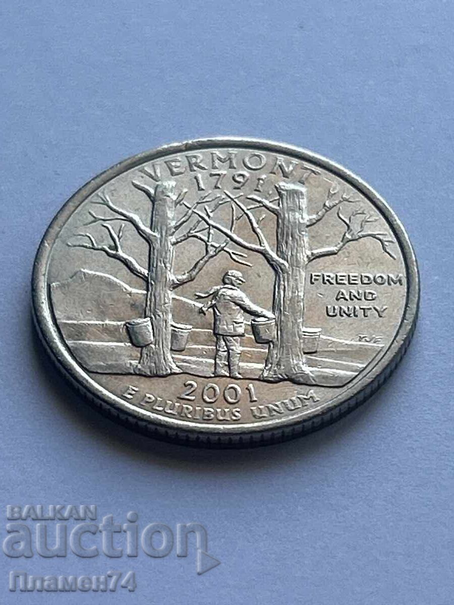 1/4 δολάριο 2001 ΗΠΑ Βερμόντ D με τιμή 2.00 BGN | € 1.02