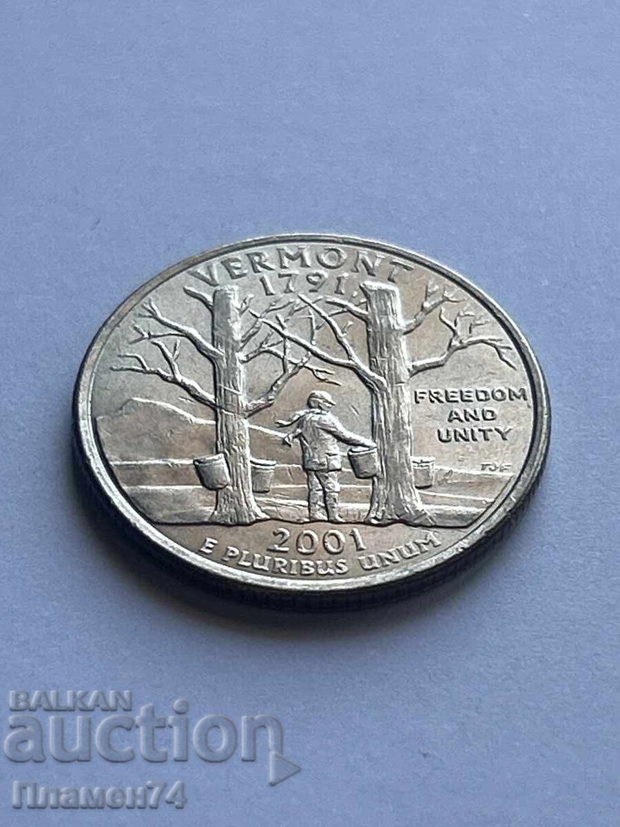 1/4 Dollar 2001 USA Vermont D with price 2.00 BGN | € 1.02
