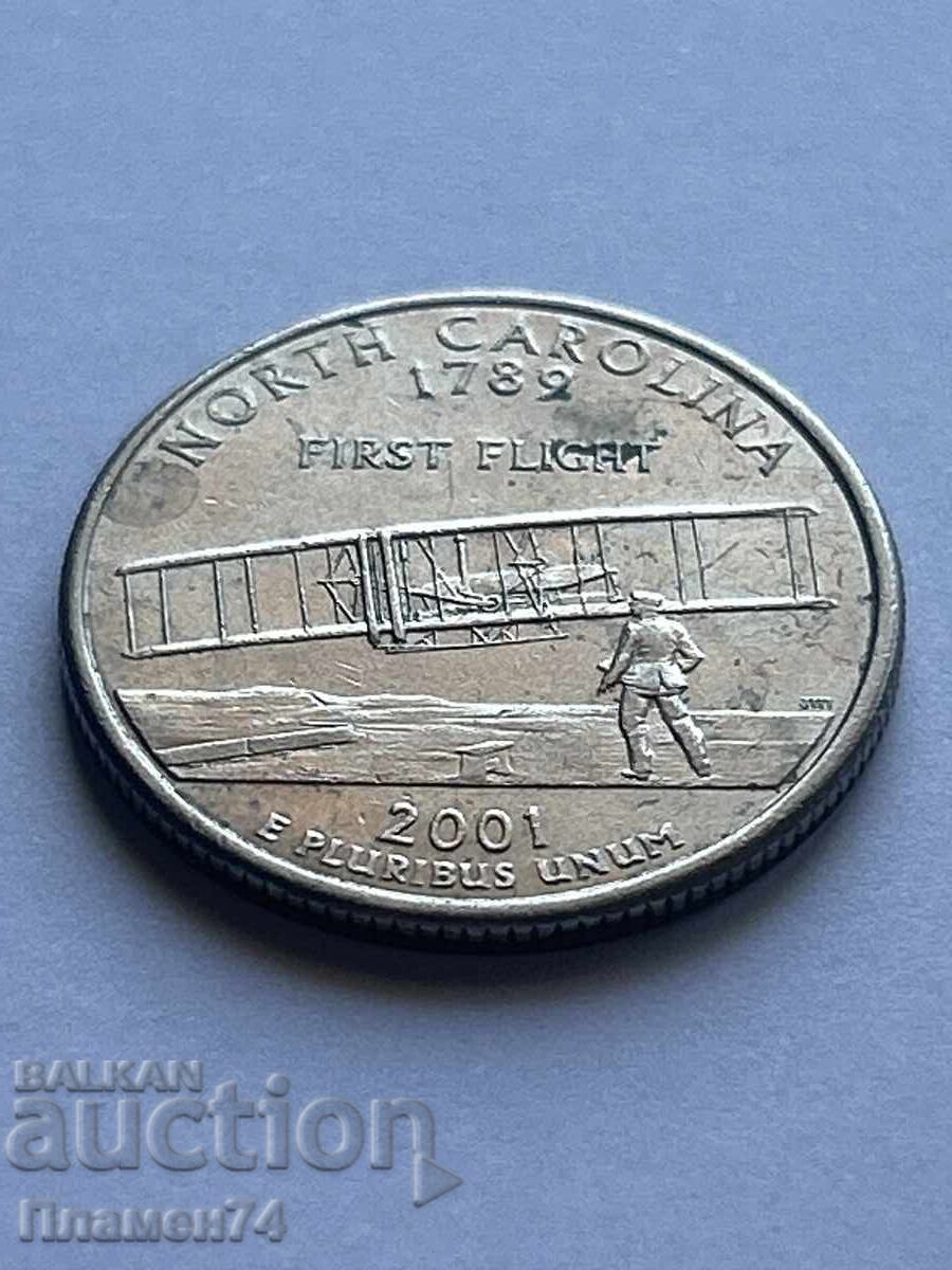 1/4 Dollar 2001 USA North Carolina D with price 2.00 BGN | € 1.02