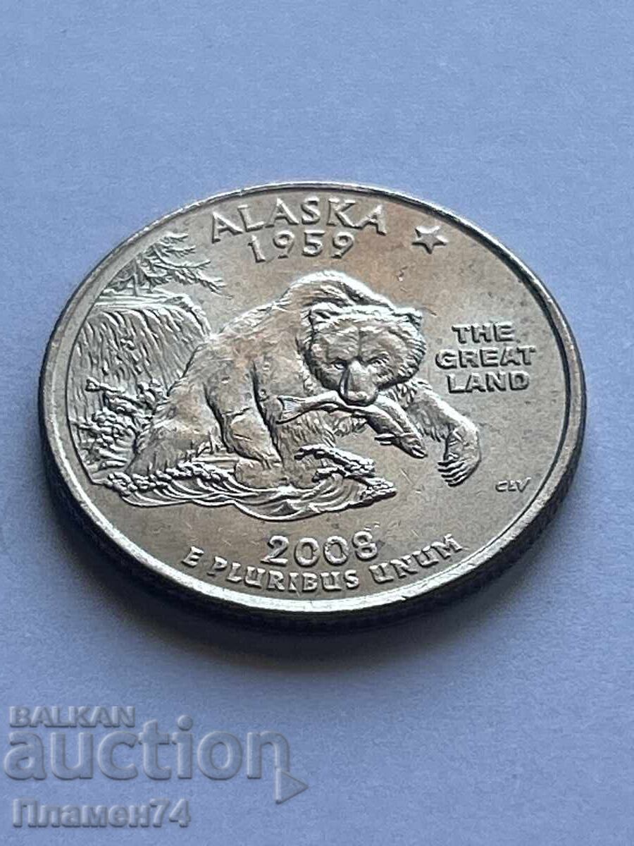 1/4 долар 2008 САЩ Аляска P с цена 2.00 лв. | € 1.02