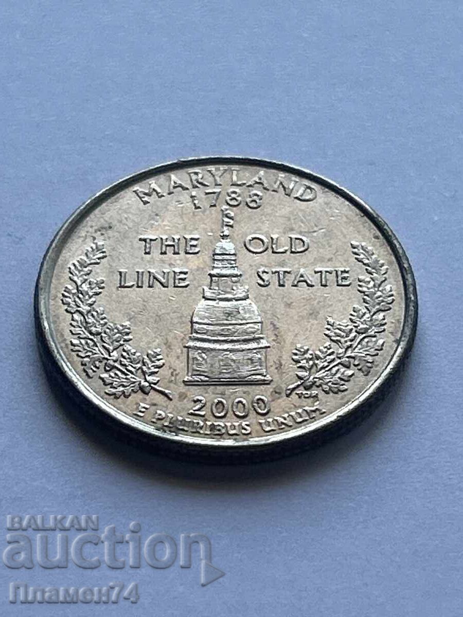 1/4 δολάριο 2000 ΗΠΑ Μέριλαντ P με τιμή 2.00 BGN | € 1.02