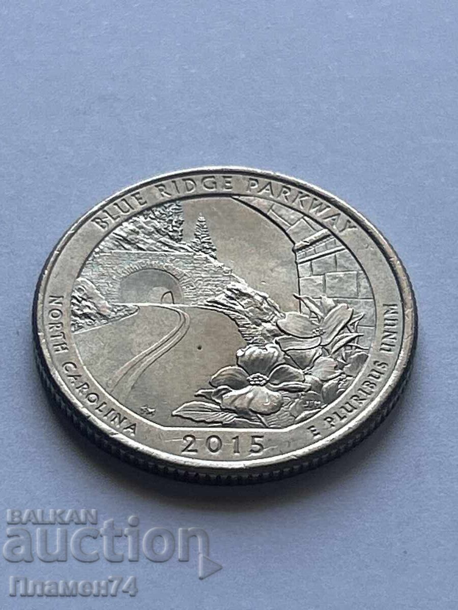 1/4 δολάριο 2015 ΗΠΑ Ο δρόμος μέσω του Blue Ridge Mountain P με τιμή 2.00 BGN | € 1.02