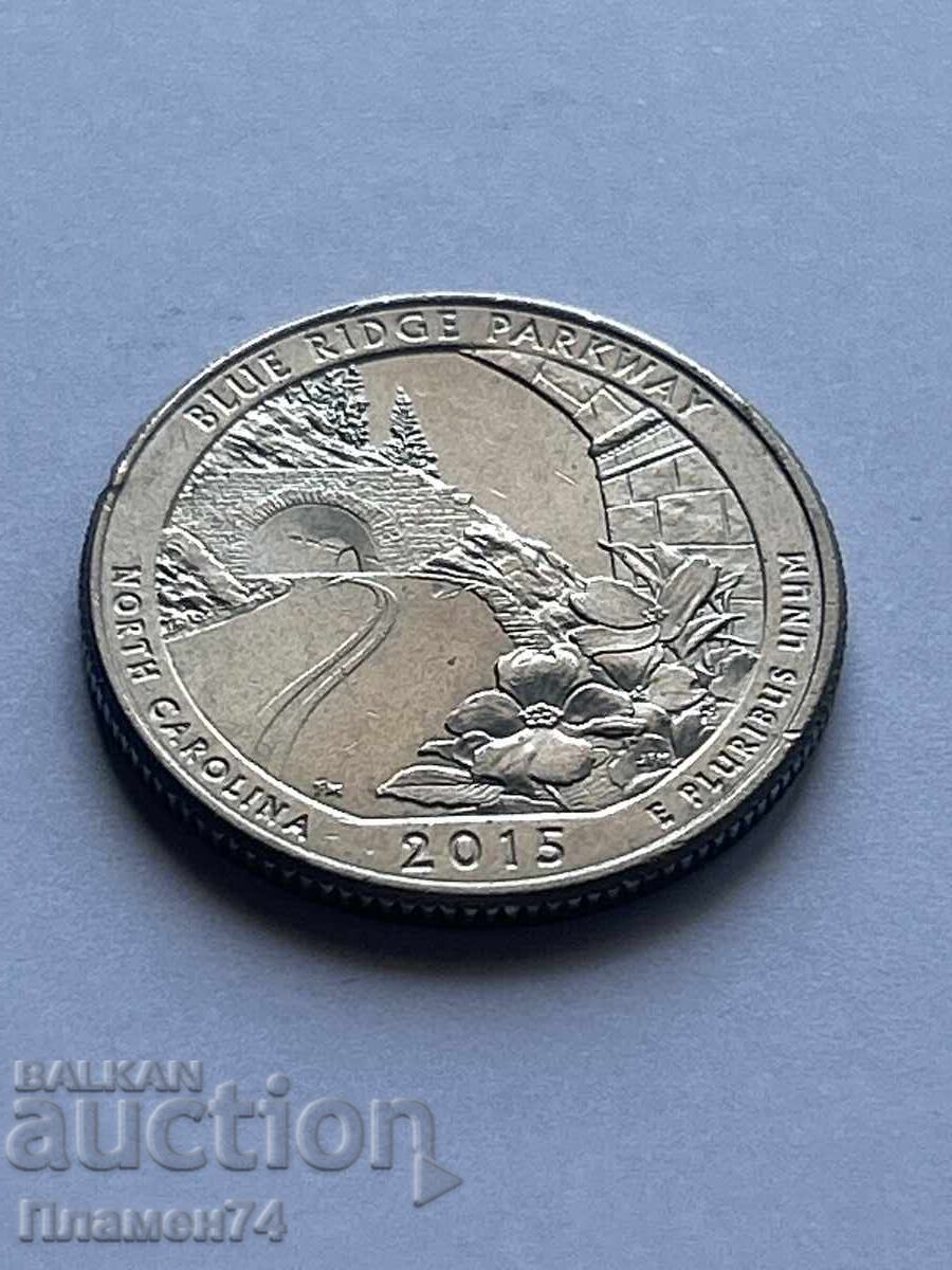 1/4 δολάριο 2015 ΗΠΑ The Blue Ridge Parkway D με τιμή 2.00 BGN | € 1.02