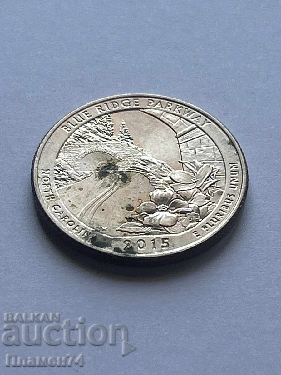 1/4 δολάριο 2015 ΗΠΑ The Blue Ridge Parkway D με τιμή 2.00 BGN | € 1.02