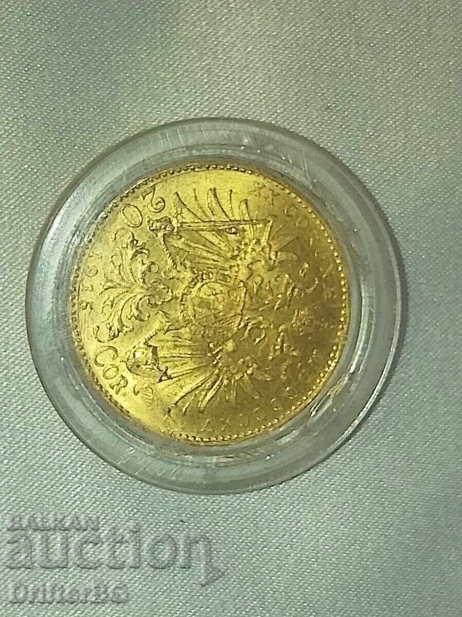 Gold Coin 20 Corona 1915 Austria with price 1600.00 BGN | € 818.07