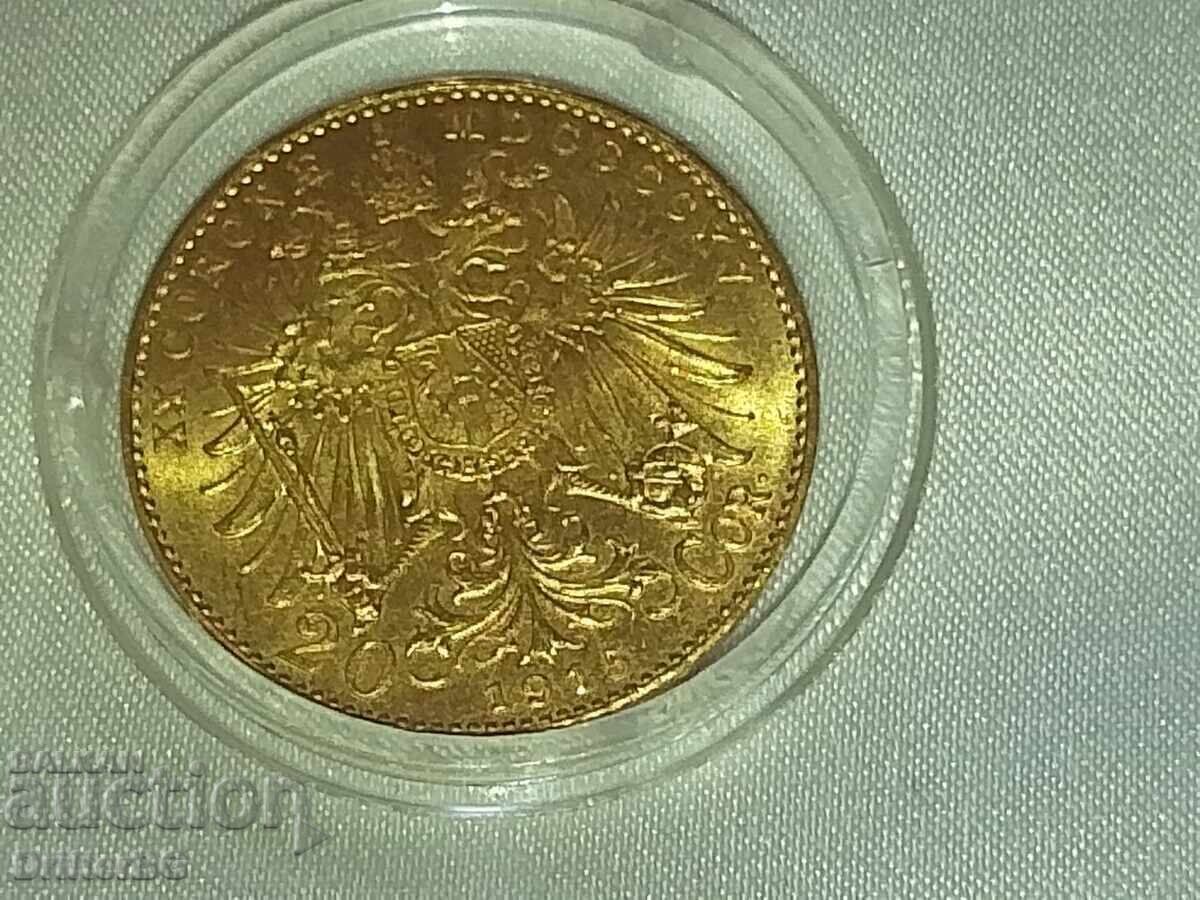 Delivery of Gold Coin 20 Corona 1915 Austria