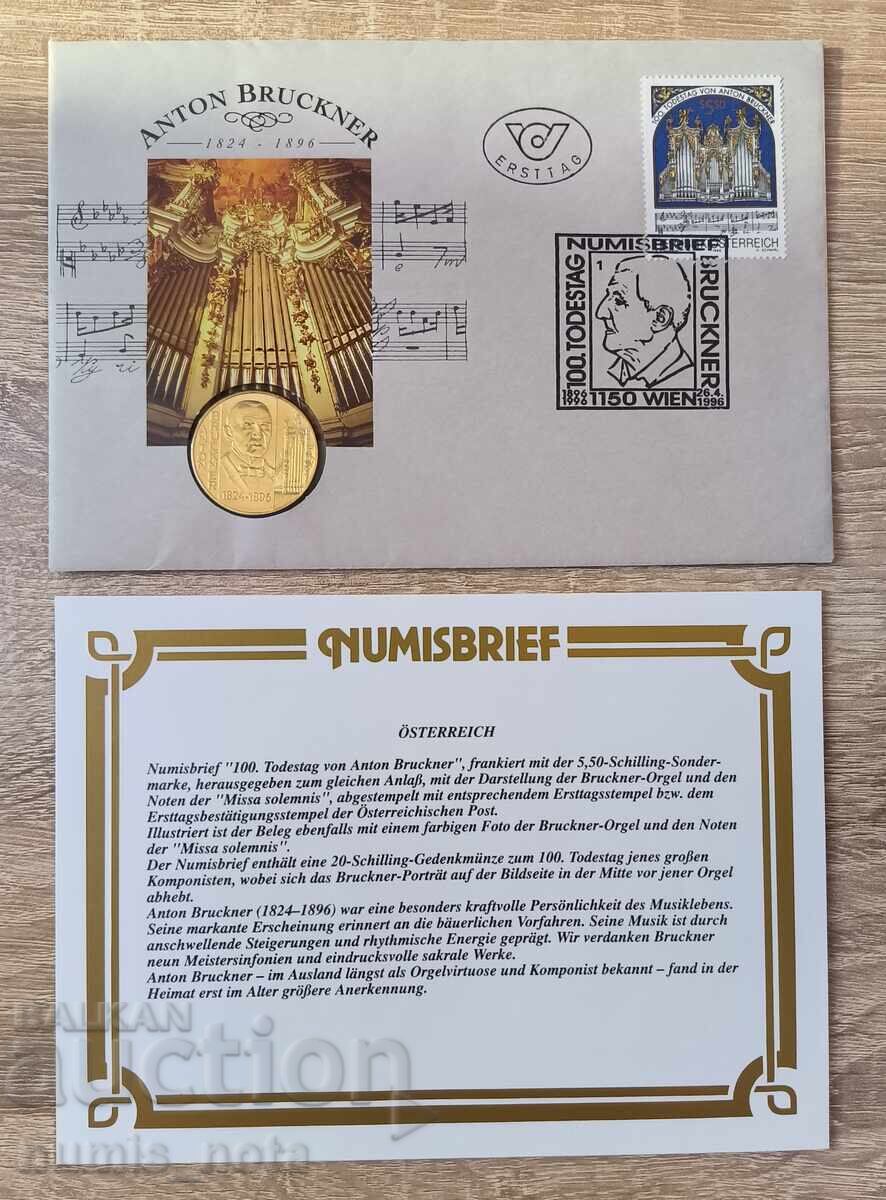 Austria 20 Schilling 1996 Anton Bruckner numismatic brief