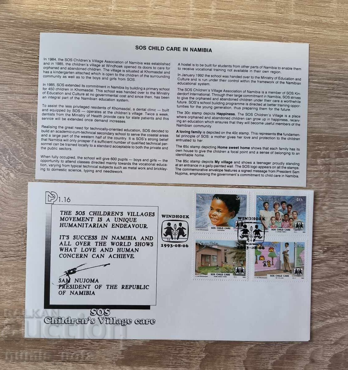 Namibia 1993. Satul pentru copii Windhoek plic prima zi Namibia 1993. Satul pentru copii Windhoek plic prima zi