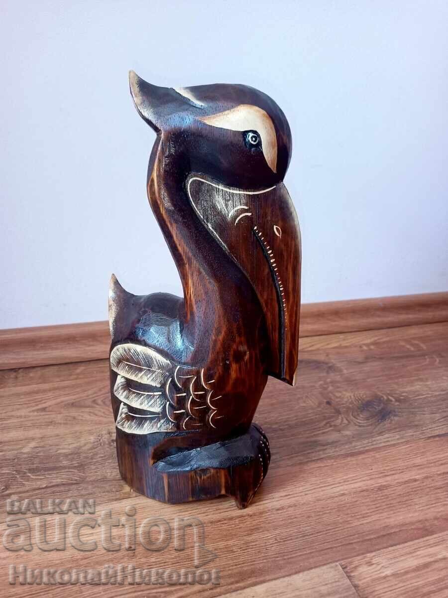 FIGURĂ SCULPTURĂ TĂIETURĂ ÎN LEMN PELICAN B146