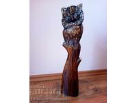 FIGURĂ SCULPTURĂ SCULPTURĂ ÎN LEMN BUFNIȚĂ CIUFĂ CUCUVEAUA B147