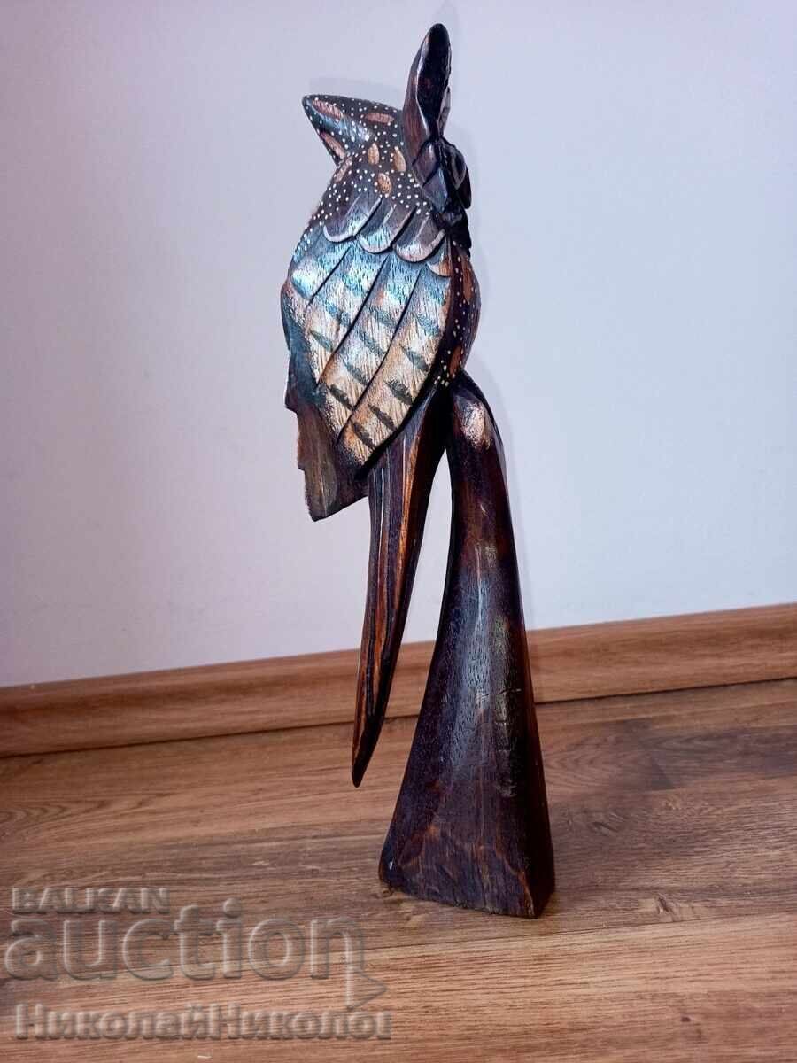 Auction  Sculpture Figure Wood Carving Owl B148