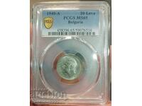 20 Leva 1940 MS 65 PCGS Large A