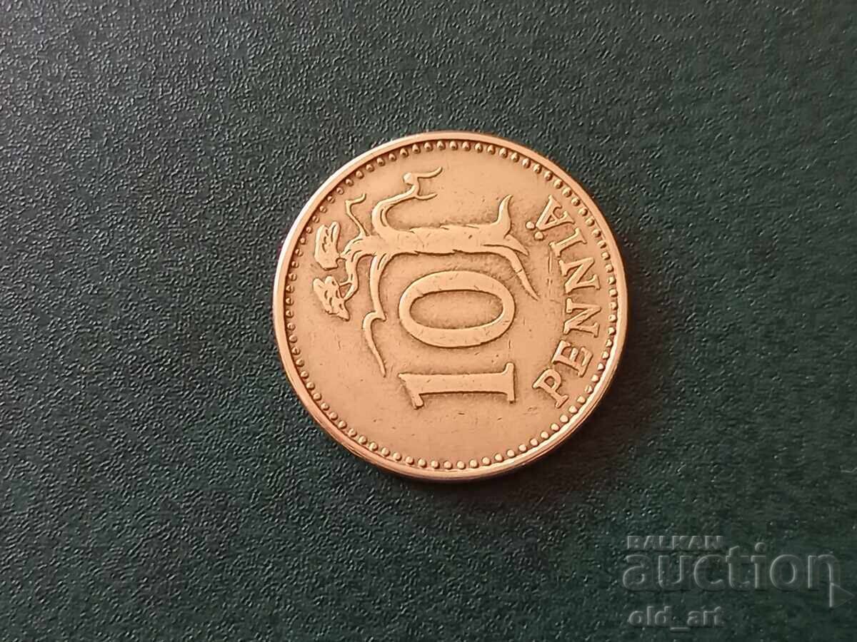 Monedă - Finlanda, 10 penni 1964 cu preț € 0.60 | 1.17 BGN