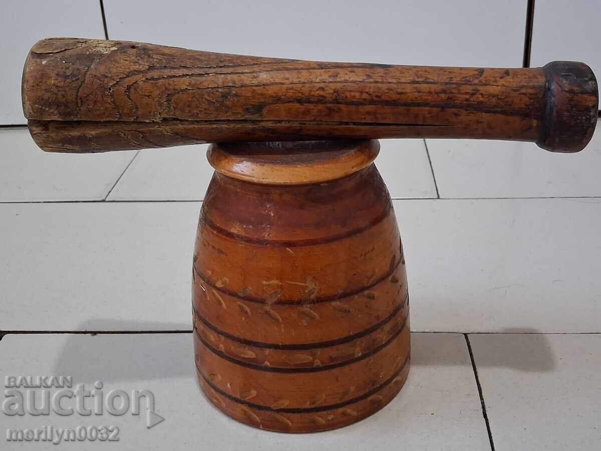 Стар дървен хаван с чукало, хаванче, чутора, дървения - 5 Стар дървен хаван с чукало, хаванче, чутора, дървения - 5