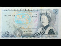 England 5 Pounds 1988-91 G.M.GILL Pick 378c Ref 6190