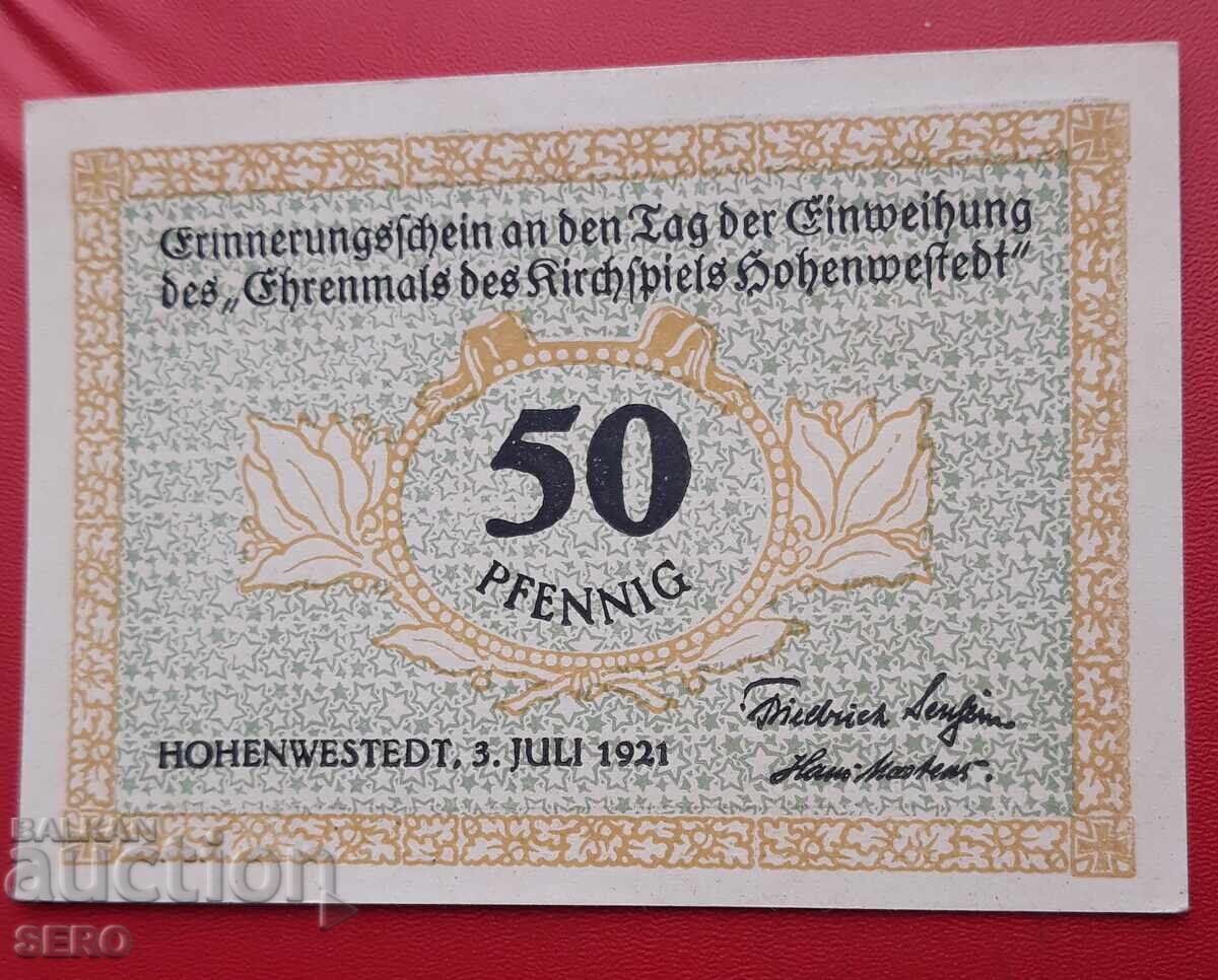 Банкнота-Германия-Шлезвиг-Холщайн-Хохенвестед-50 пф. 1921 Банкнота-Германия-Шлезвиг-Холщайн-Хохенвестед-50 пф. 1921