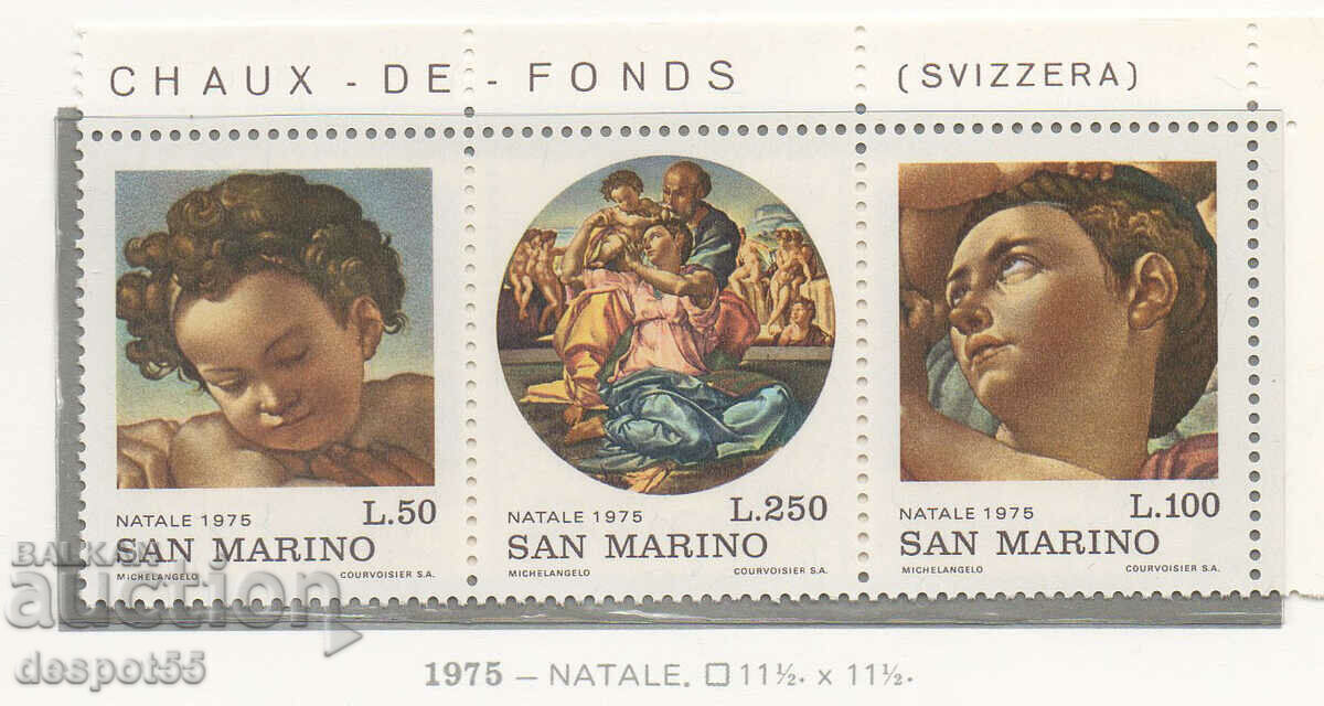 1975. Άγιος Μαρίνος. Χριστούγεννα. Λωρίδα x3.