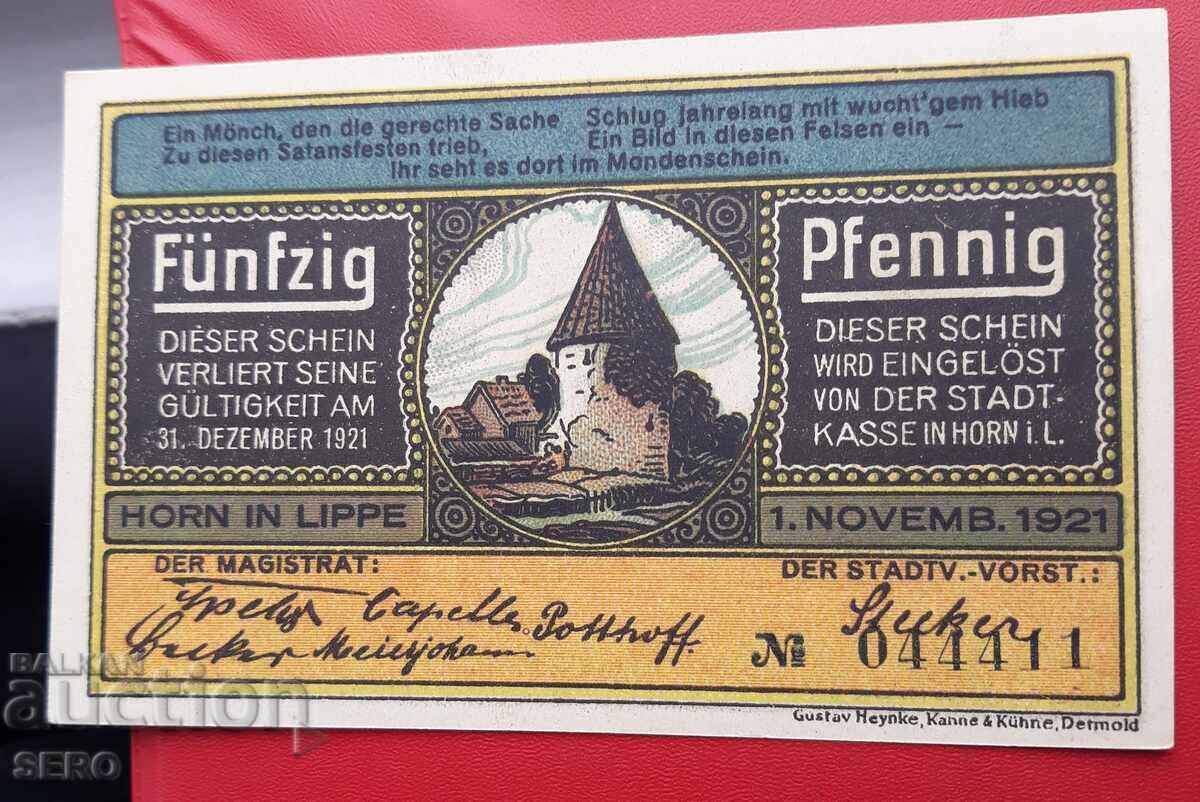 Bancnotă-Germania-Renania de Nord-Westfalia-Horn-50 pfennig 1921 cu preț 2.00 BGN | € 1.02 Bancnotă-Germania-Renania de Nord-Westfalia-Horn-50 pfennig 1921 cu preț 2.00 BGN | € 1.02