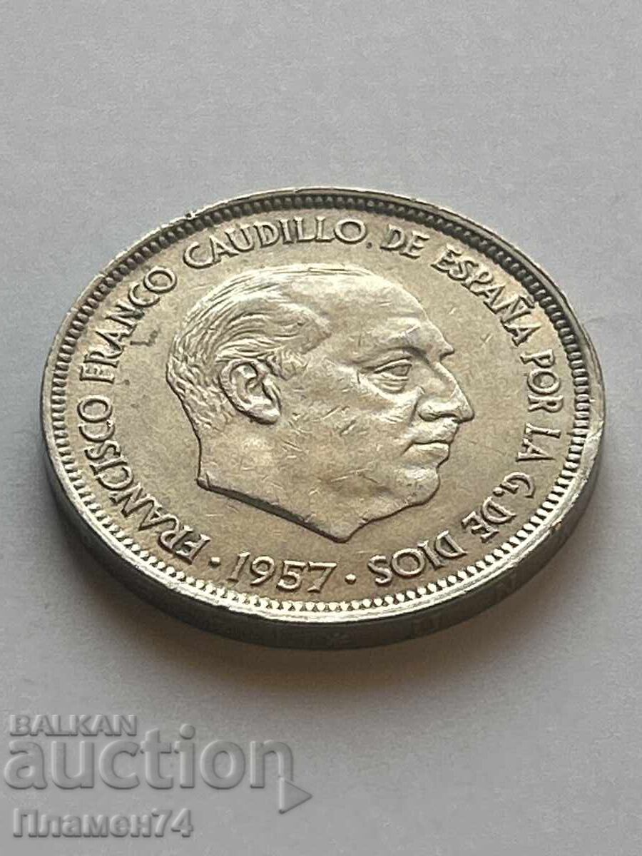 50 πεσέτες 1957 Ισπανίας με τιμή 2.00 BGN | € 1.02
