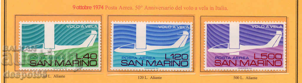 1974. Сан Марино. 50 г. безмоторно летене в Италия.