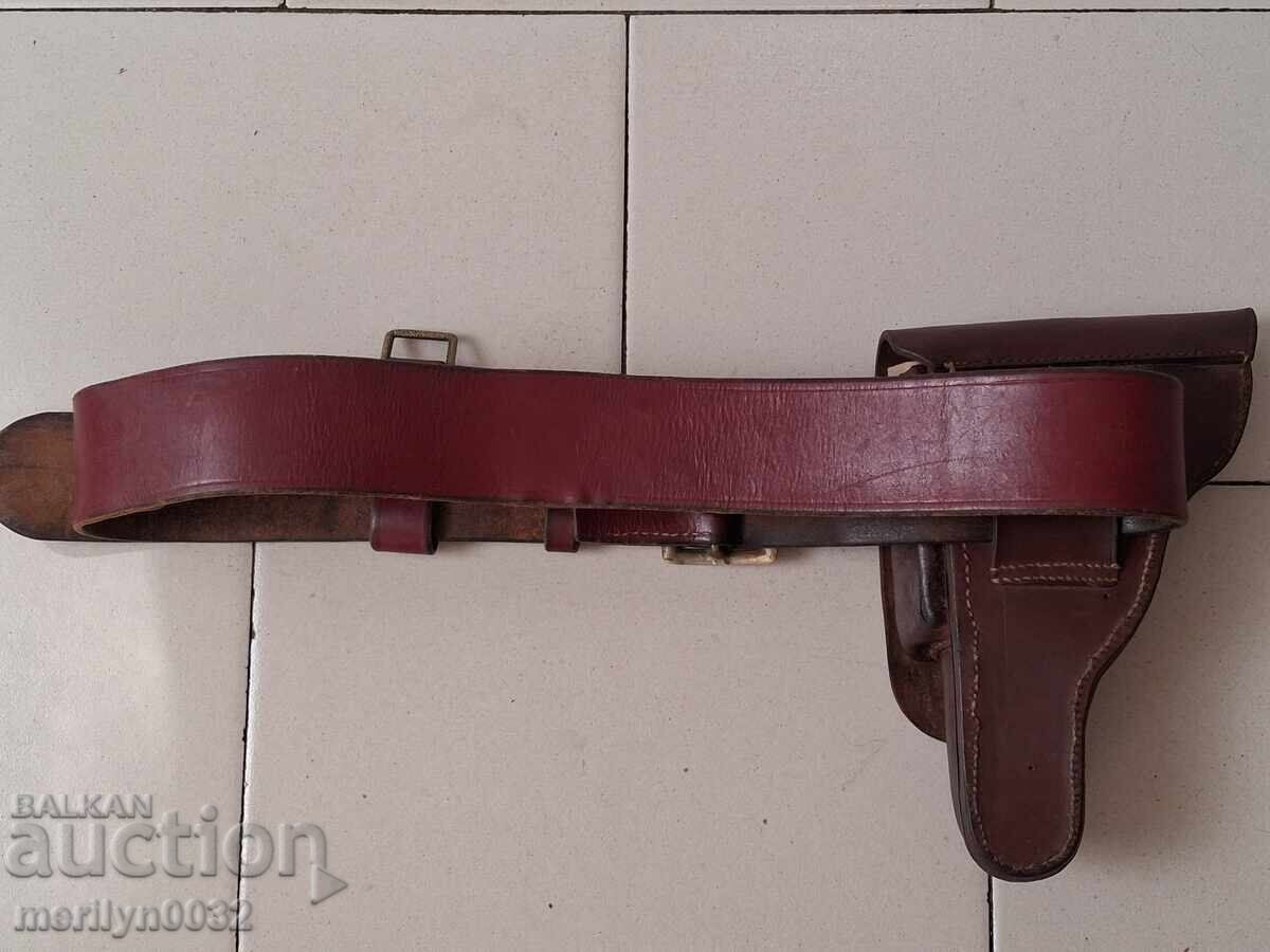 Combat officer's belt with holster, buckle, clasp - 6