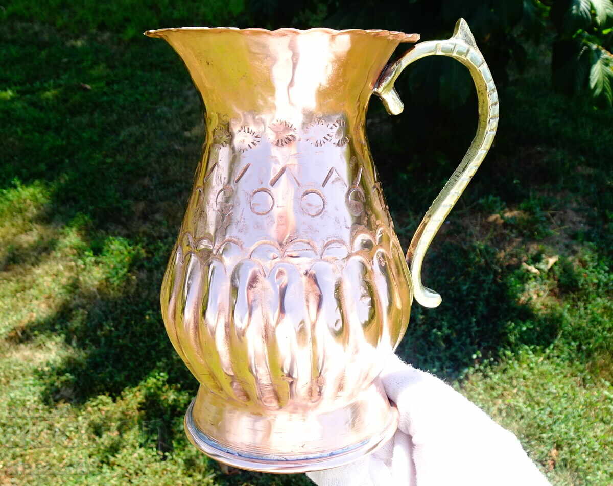 Χάλκινη κανάτα, κούπα, σφυρήλατο καθαρό κόκκινο μέλι - 5