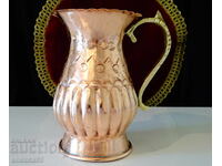 Copper jug, mug, forged pure red copper