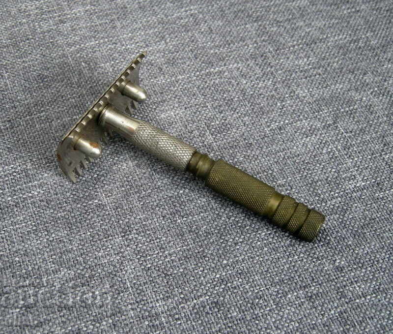 Παράδοση Παλιά, μικροσκοπική, συναρμολογούμενη ξυριστική μηχανή με κουτί