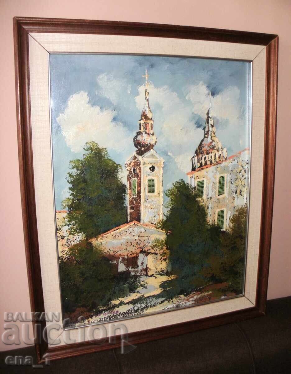 Biserica veche - ulei pe pânză înrămat, semnat cu preț 99.99 BGN | € 51.12 Biserica veche - ulei pe pânză înrămat, semnat cu preț 99.99 BGN | € 51.12