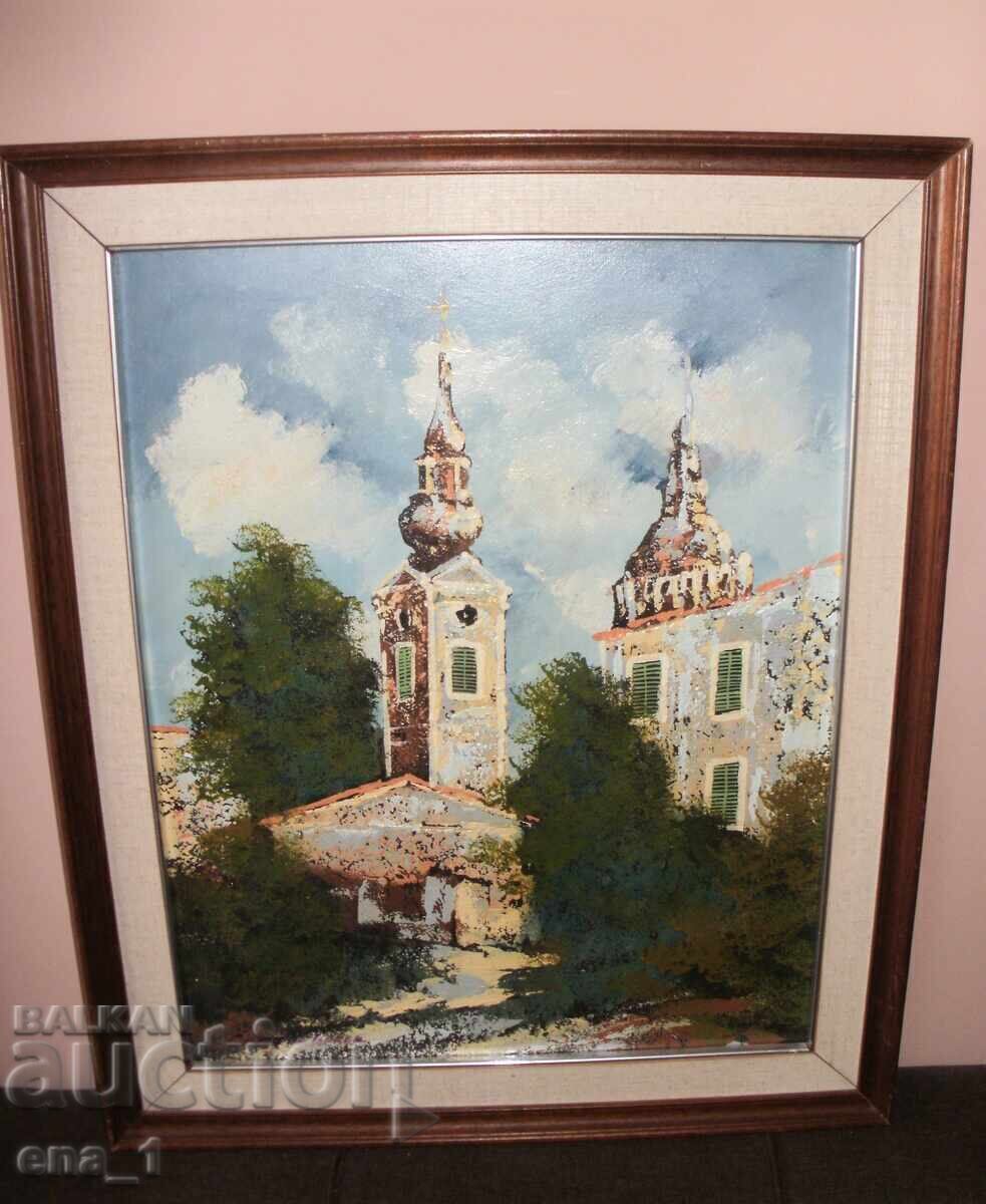 Biserica veche - ulei pe pânză înrămat, semnat - 5 Biserica veche - ulei pe pânză înrămat, semnat - 5