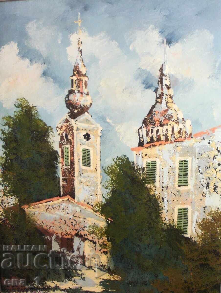 Biserica veche - ulei pe pânză înrămat, semnat - 6 Biserica veche - ulei pe pânză înrămat, semnat - 6