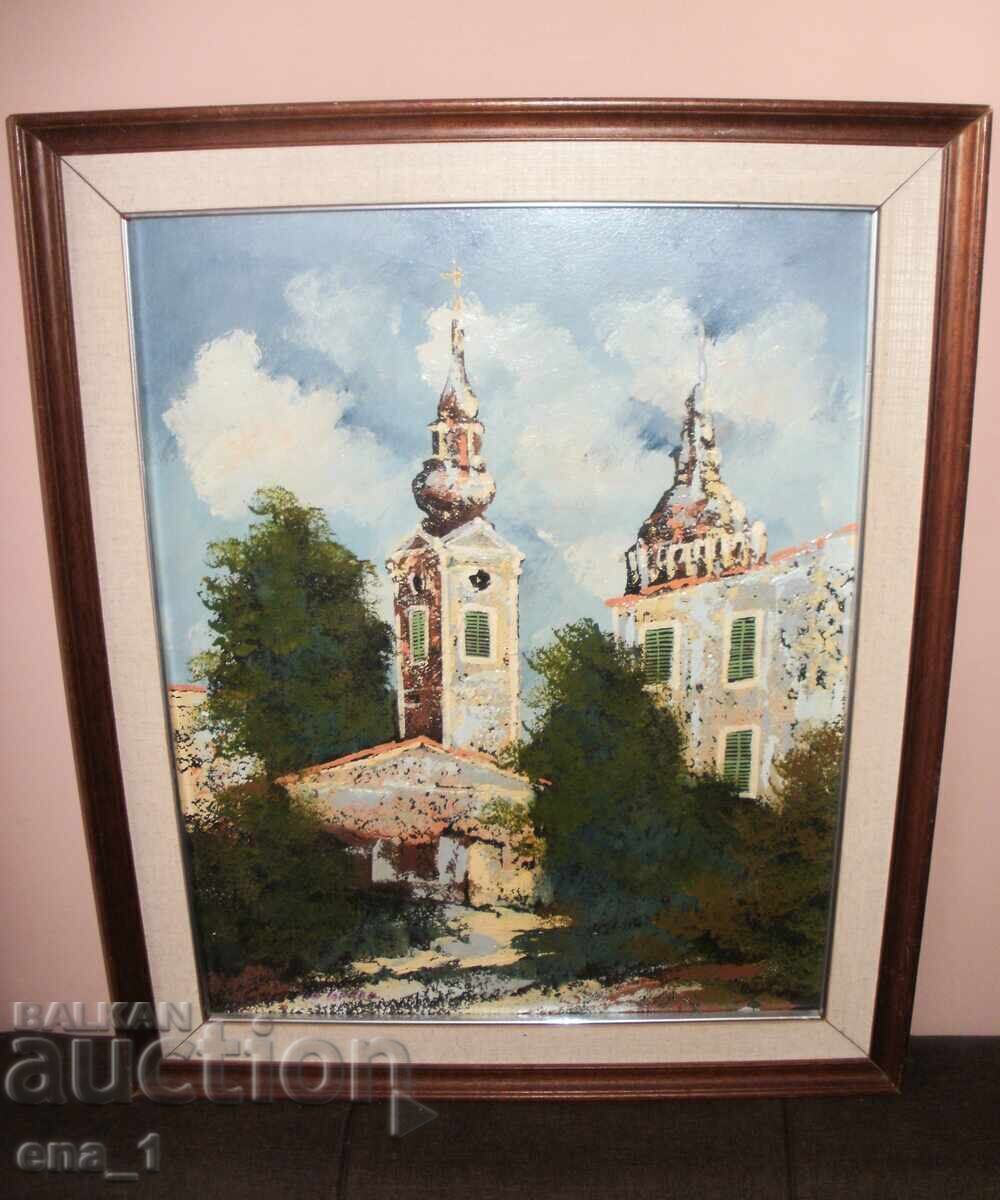 Biserica veche - ulei pe pânză înrămat, semnat Biserica veche - ulei pe pânză înrămat, semnat