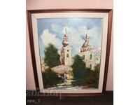 The Old Church - oil paints on canvas in a frame, signed