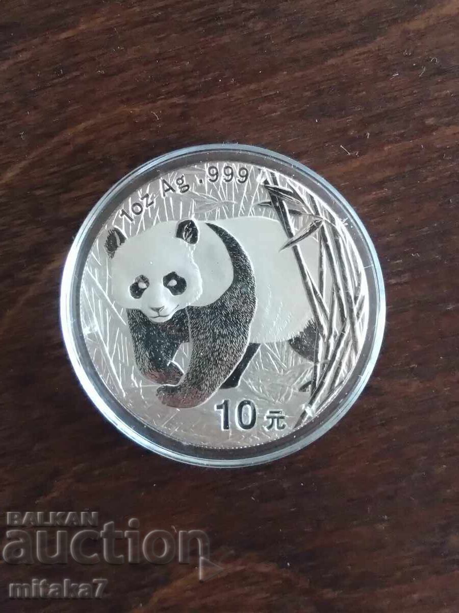 Monedă de argint "Panda chineză", 1oz, 2002
