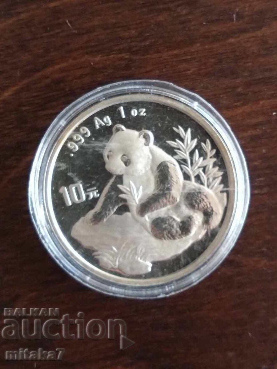 Monedă de argint "Panda chineză", 1oz, 1998