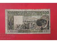 500 Francs 1988 West African States Côte d'Ivoire Red