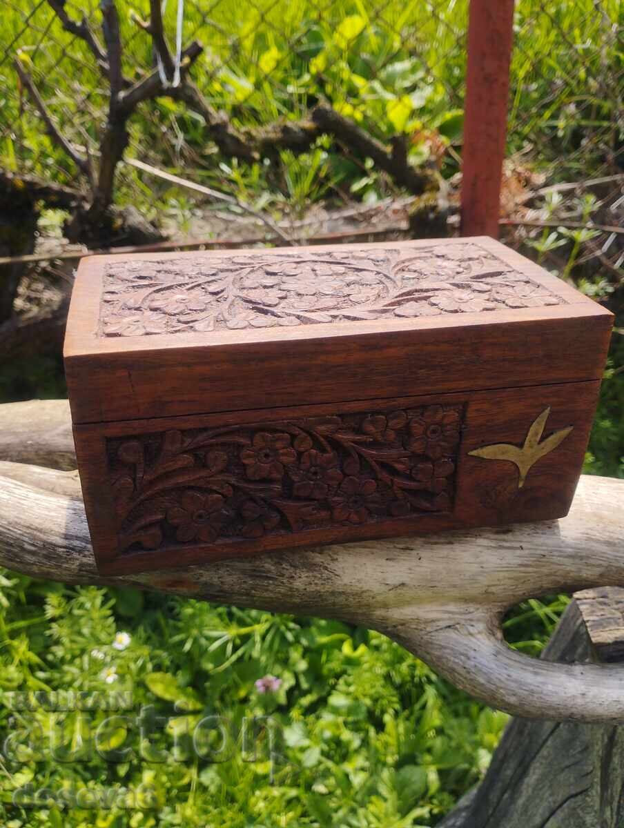Beautiful wooden box in boho style