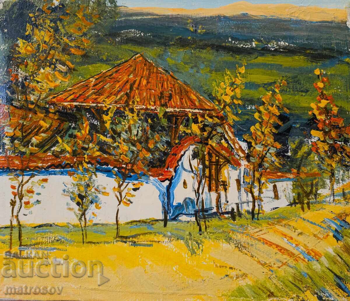 Boris Tsanov Oil Painting, Rural Landscape with price 300.00 BGN | € 153.39
