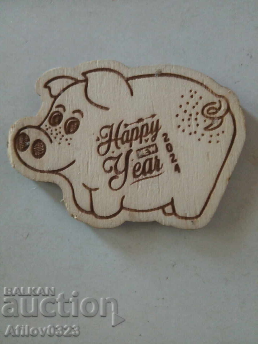 Μικρό ξύλινο ειδώλιο - Κινέζικο έτος του Χοίρου - 2024