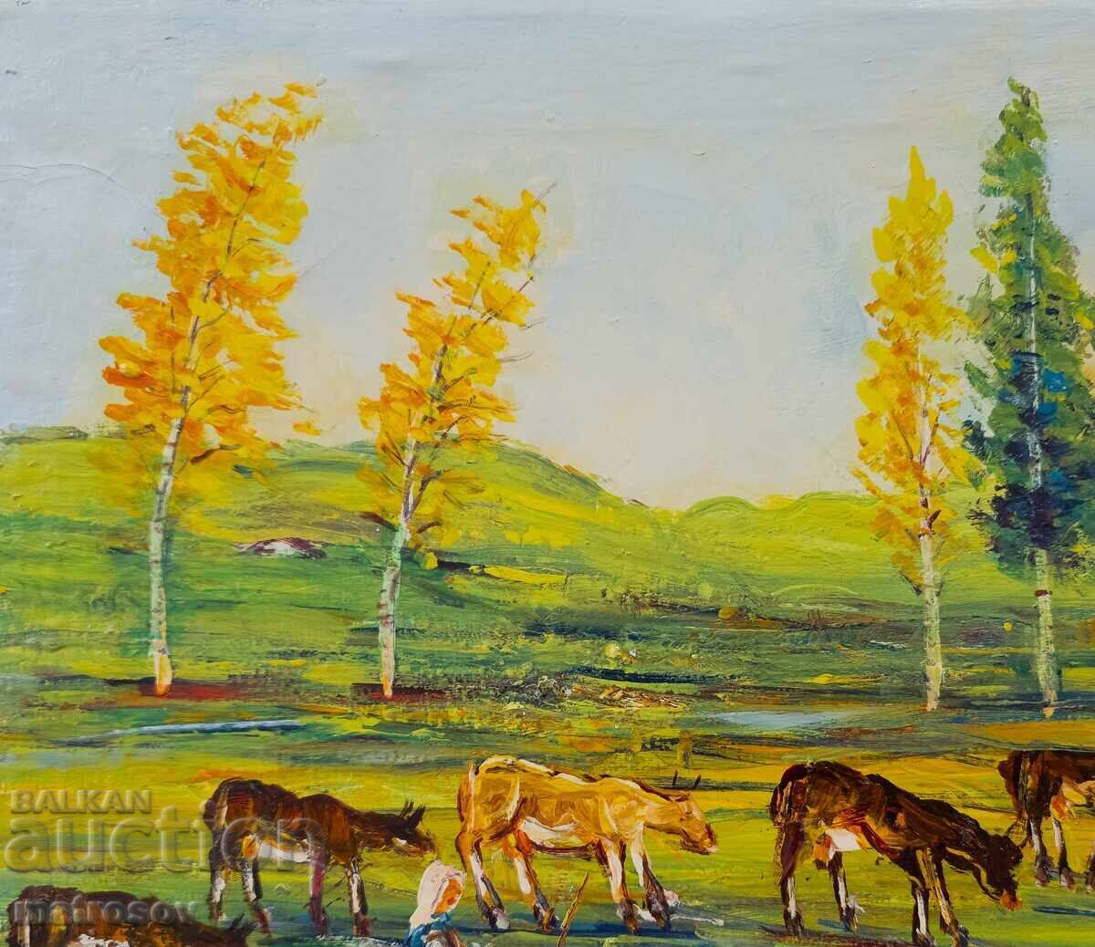 Παράδοση Μπορίς Τσάνοφ πίνακας ελαιογραφίας αγροτικό τοπίο