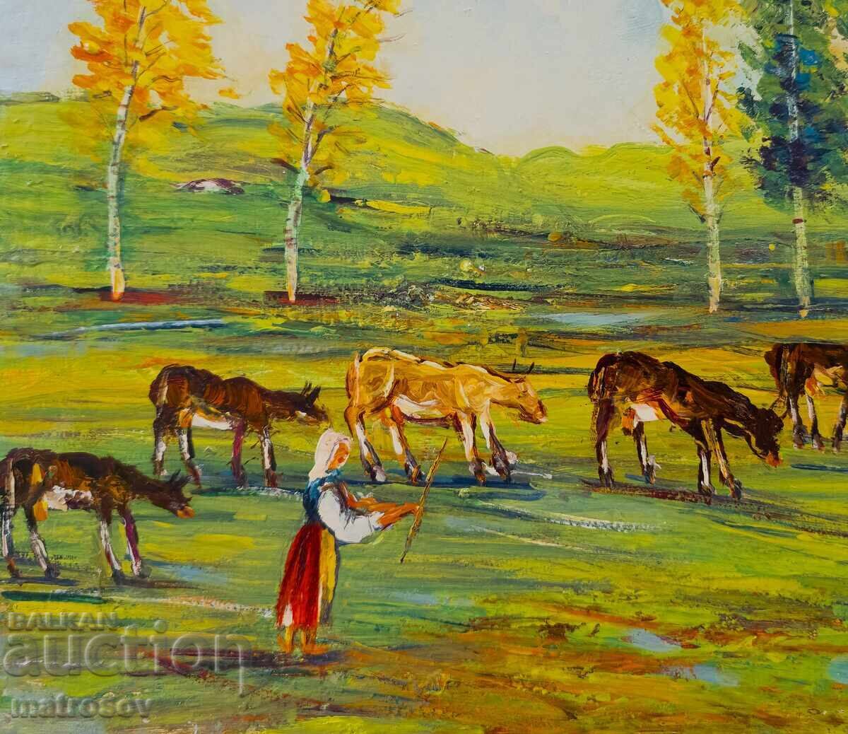 Μπορίς Τσάνοφ πίνακας ελαιογραφίας αγροτικό τοπίο