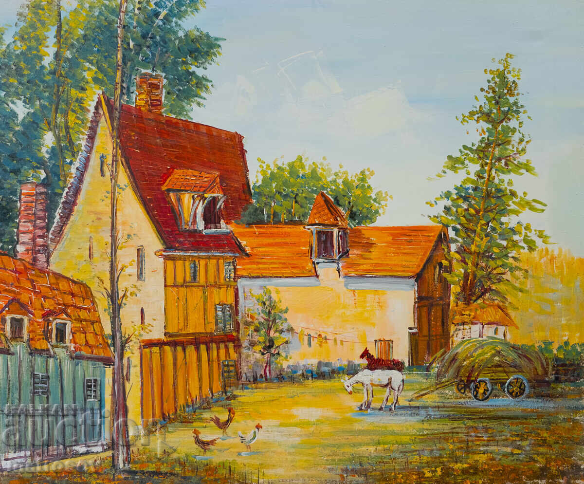 Boris Tsanov tablou ulei peisaj rural cu preț 300.00 BGN | € 153.39 Boris Tsanov tablou ulei peisaj rural cu preț 300.00 BGN | € 153.39