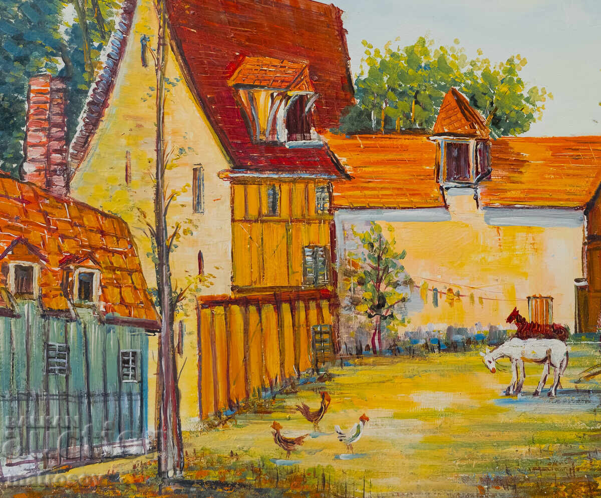 Livrarea Boris Tsanov tablou ulei peisaj rural Livrarea Boris Tsanov tablou ulei peisaj rural