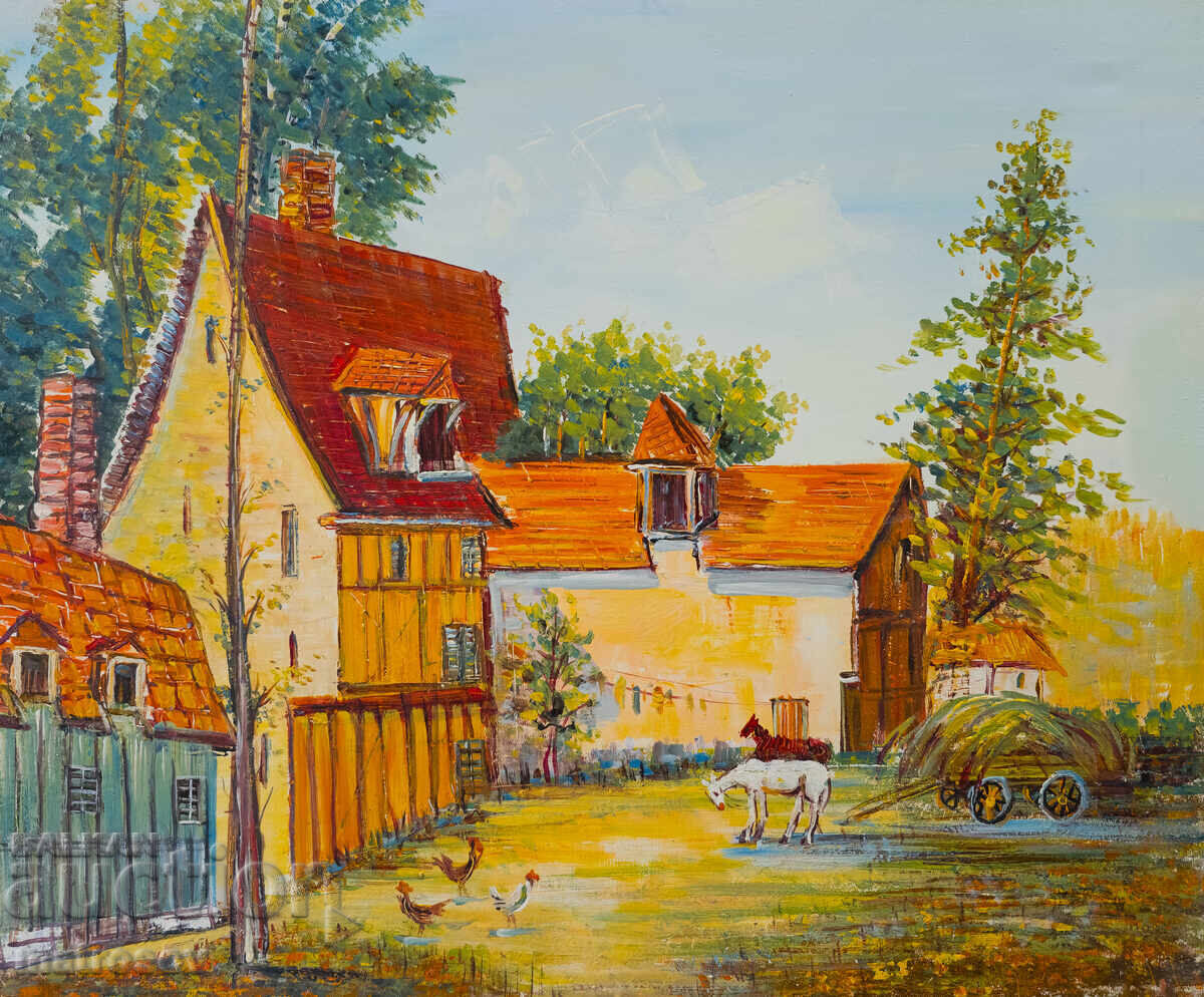 Boris Tsanov tablou ulei peisaj rural Boris Tsanov tablou ulei peisaj rural