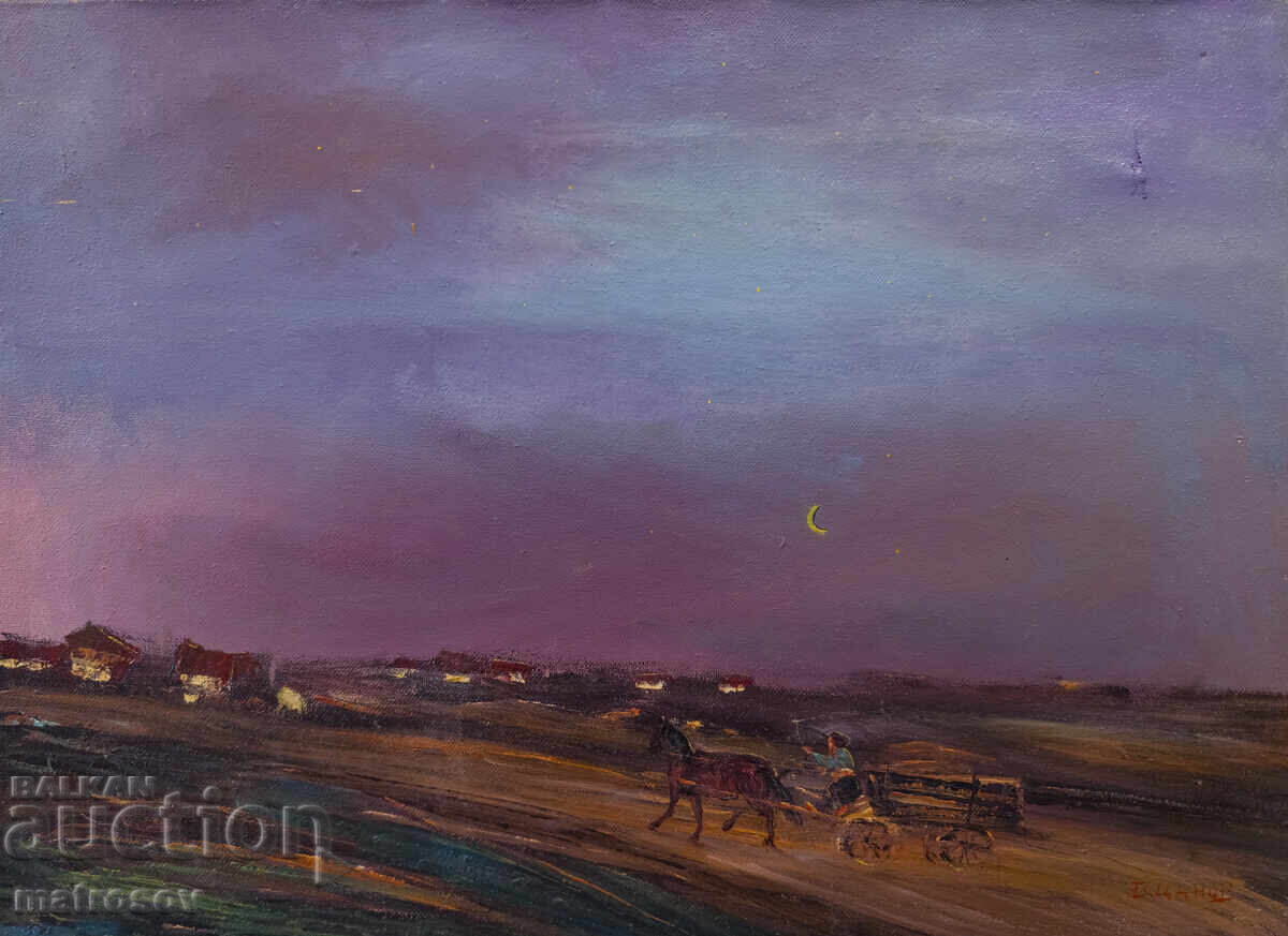 Boris Tsanov Oil Painting, Night Landscape