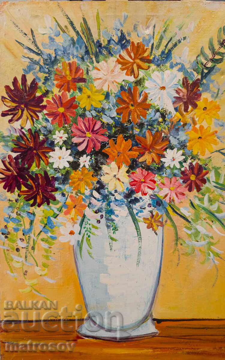 Μπόρις Τσάνοφ, ελαιογραφίες, νεκρή φύση 'Λουλούδια' 1992 με τιμή 300.00 BGN | € 153.39 Μπόρις Τσάνοφ, ελαιογραφίες, νεκρή φύση 'Λουλούδια' 1992 με τιμή 300.00 BGN | € 153.39