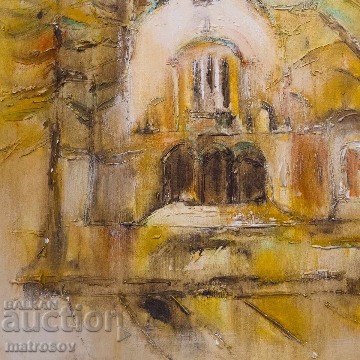 Venelin Petrov, oil painting, landscape with church - 5