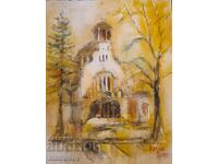 Venelin Petrov, oil painting, landscape with church